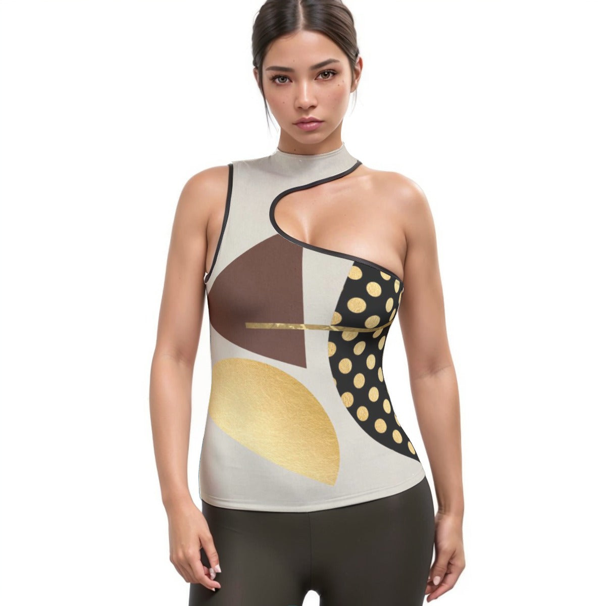 All-Over Print Women's Halter Sleeveless Asymmetrical Tank Top