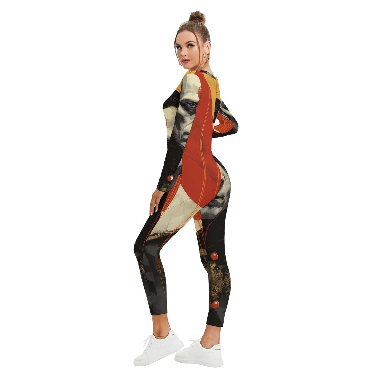 All-Over Print Women's Plunging Neck Jumpsuit