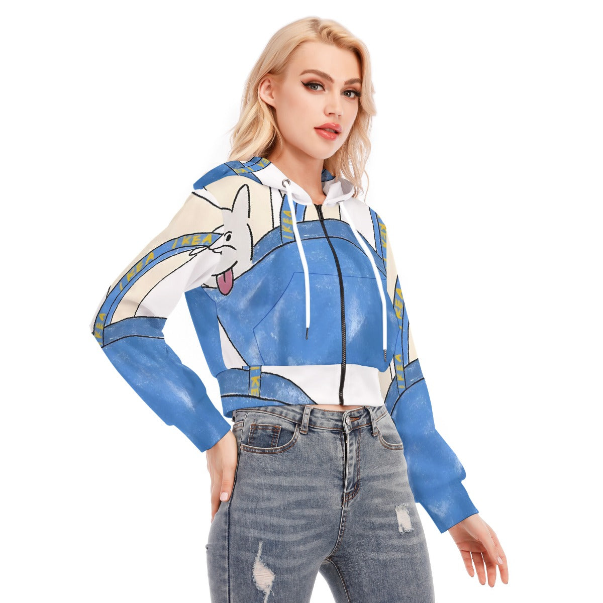 All-Over Print Women's Crop Top Hoodie With Zipper Closure
