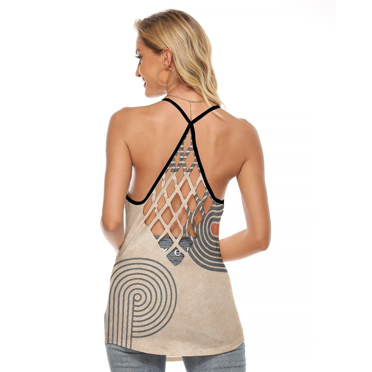 All-Over Print Women's Criss-Cross Open Back Tank Top