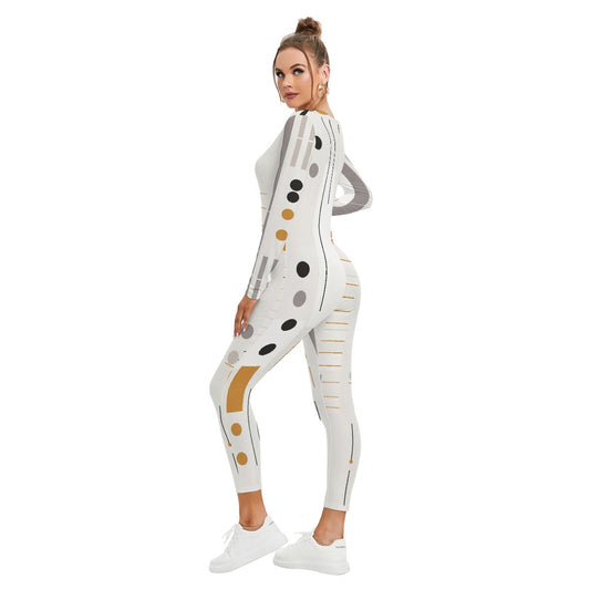 All-Over Print Women's Plunging Neck Jumpsuit