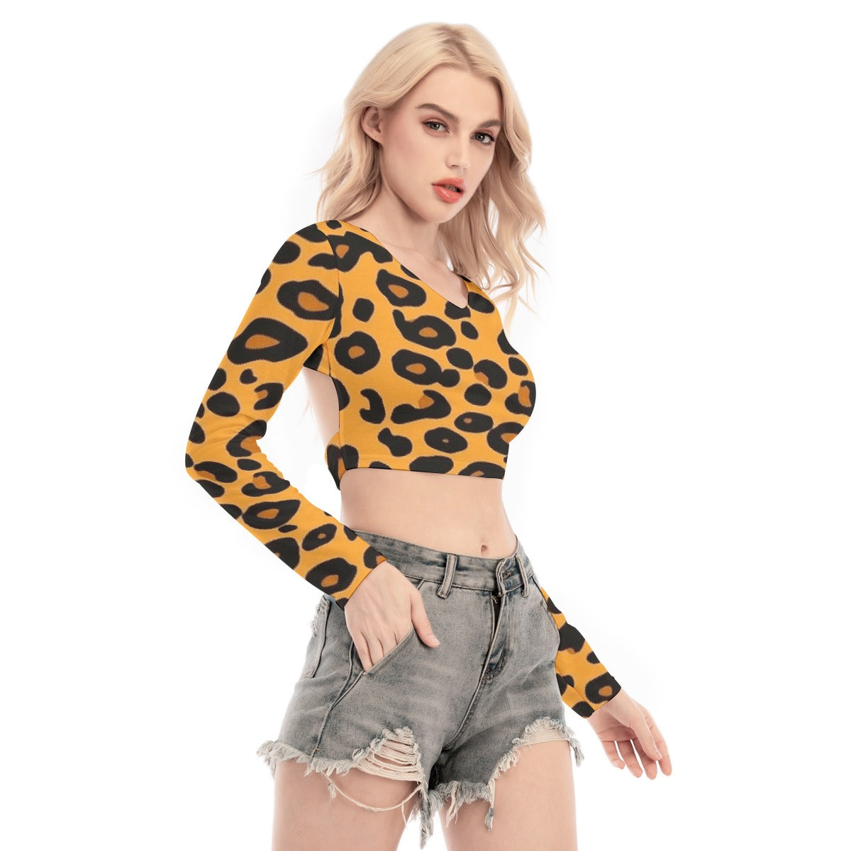 All-Over Print Women's Back Hollow T-shirt With Strap