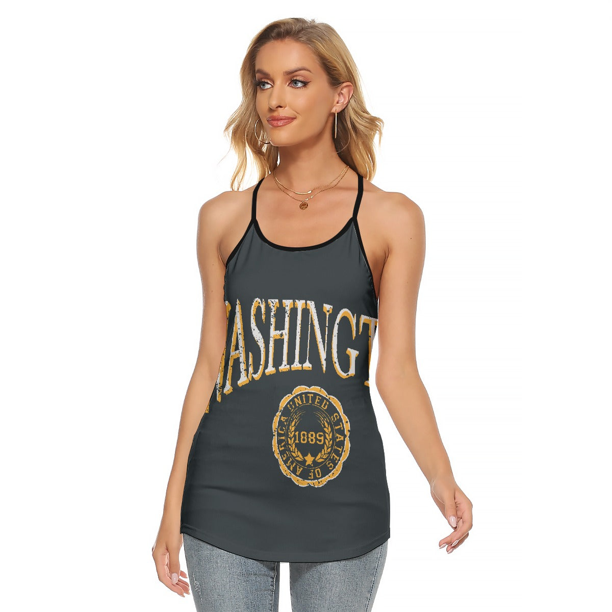 All-Over Print Women's Criss-Cross Open Back Tank Top