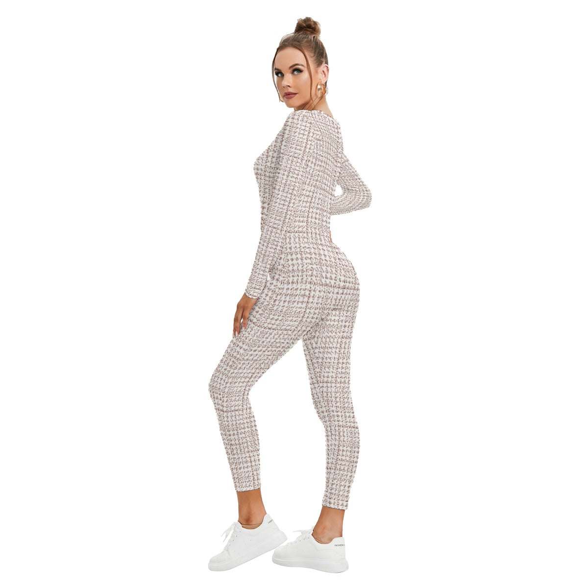 All-Over Print Women's Plunging Neck Jumpsuit