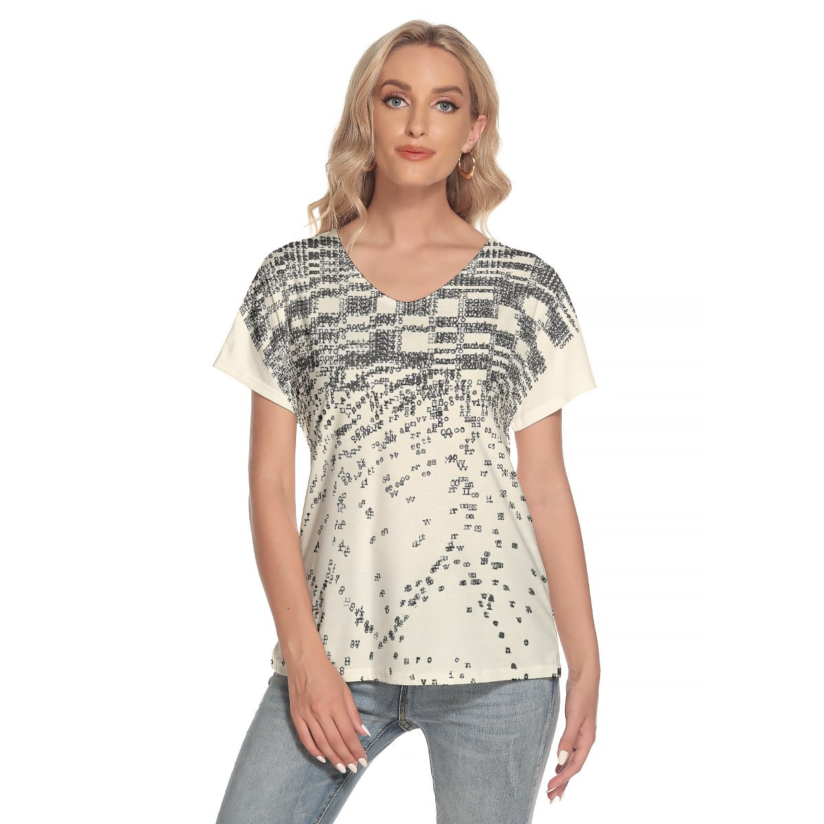 All-Over Print Women's Loose V-neck Short Sleeve T-shirt