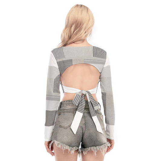 All-Over Print Women's Back Hollow T-shirt With Strap