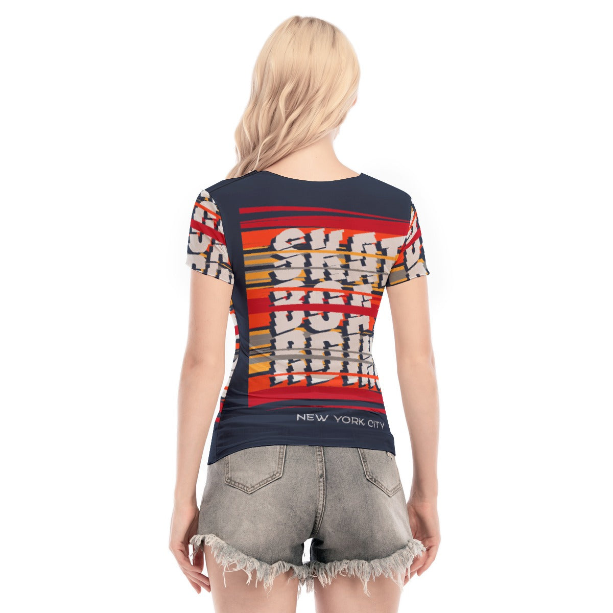 All-Over Print Women's Short Sleeve Mesh Blouse