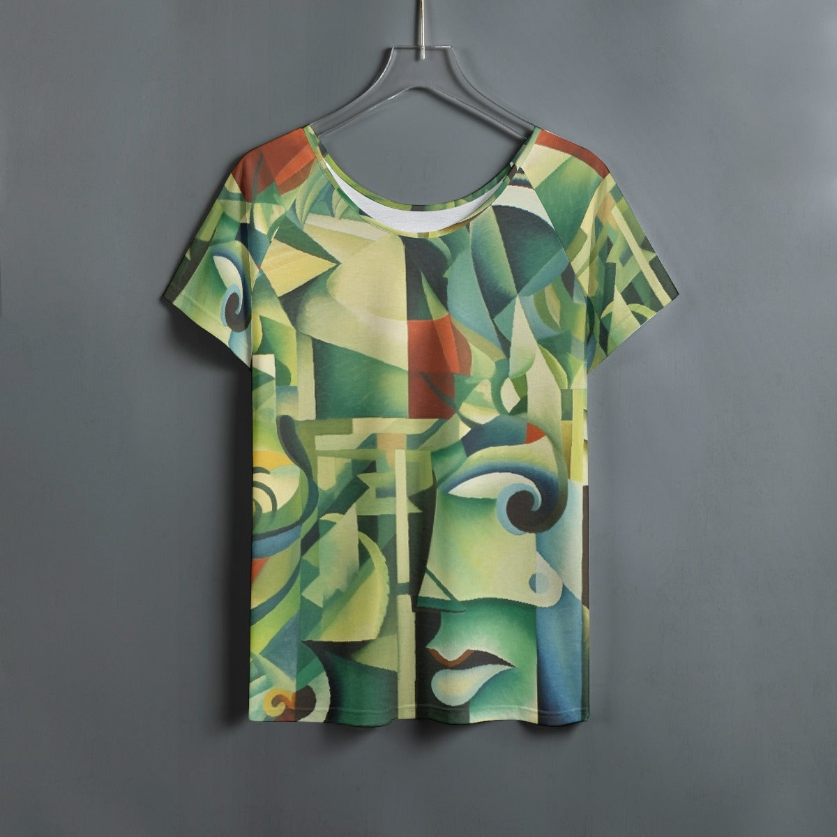 All-Over Print Women's Round Neck T-shirt With Raglan Sleeve