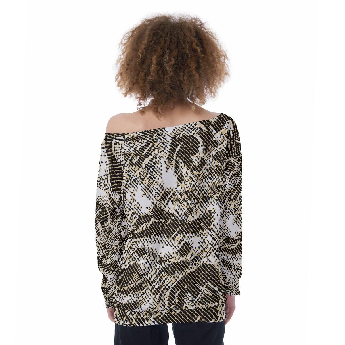 All-Over Print Oversized Women's Off-Shoulder Sweatshirt