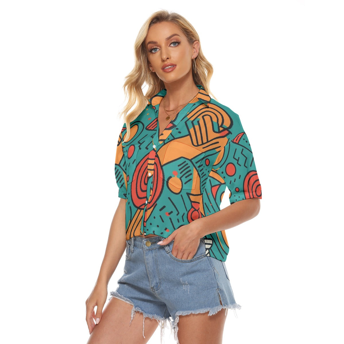 All-Over Print Women's V-neck Shirts