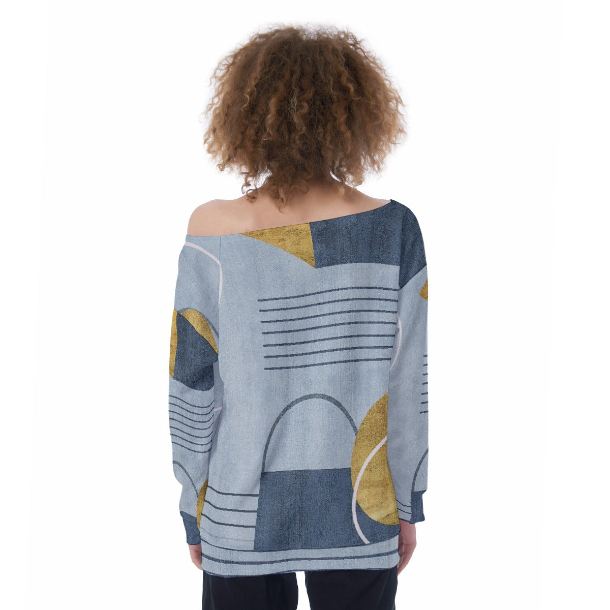 All-Over Print Oversized Women's Off-Shoulder Sweatshirt