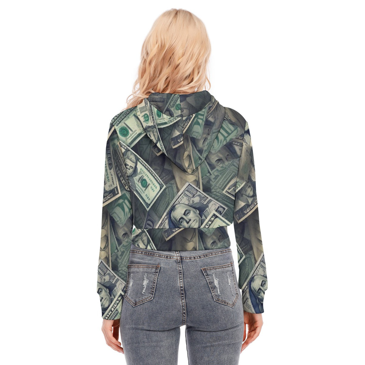 All-Over Print Women's Crop Top Hoodie With Zipper Closure