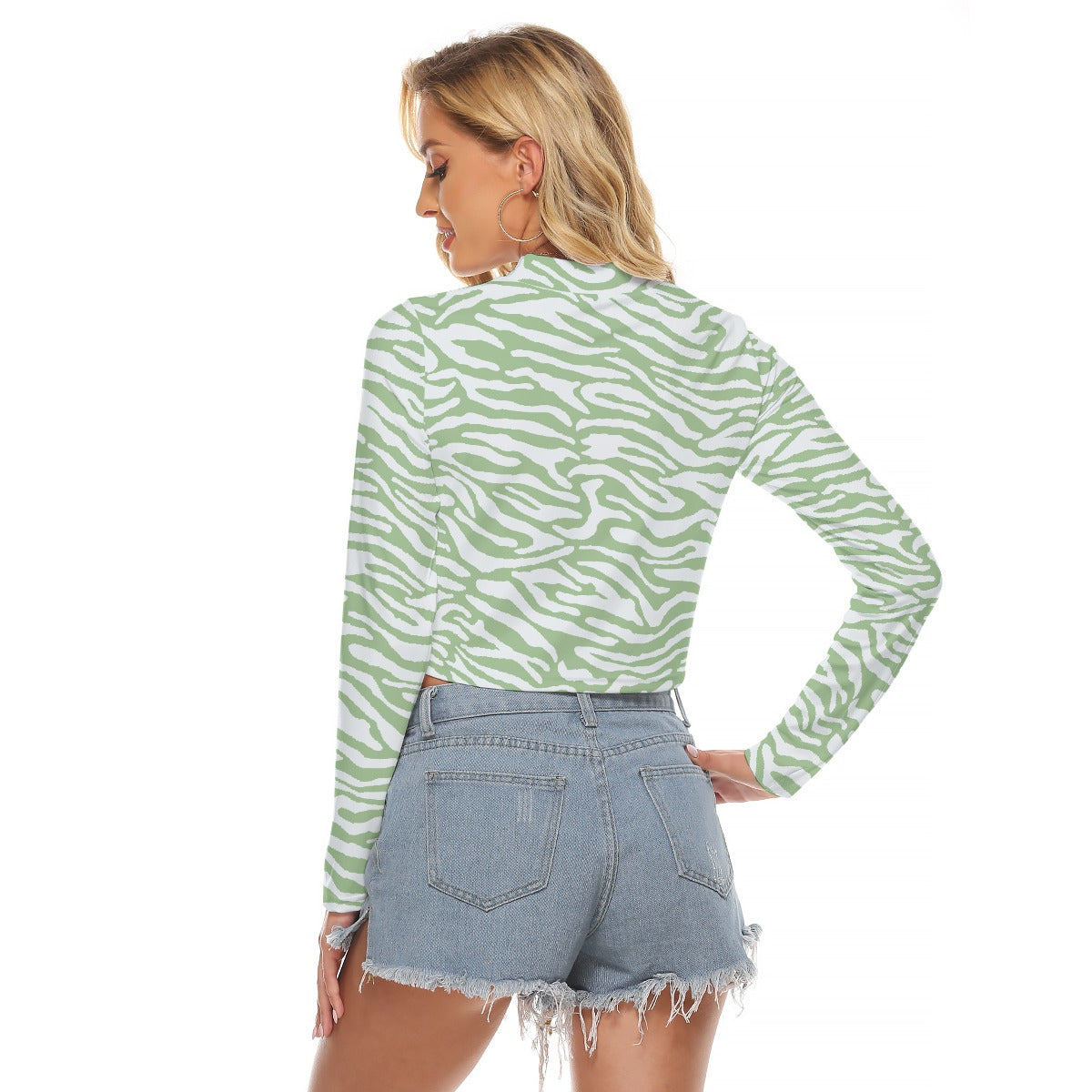 All-Over Print Women's Hollow Chest Keyhole Tight Crop Top