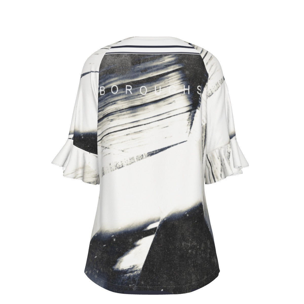 All-Over Print V-neck Women's T-shirt With Bell Sleeve