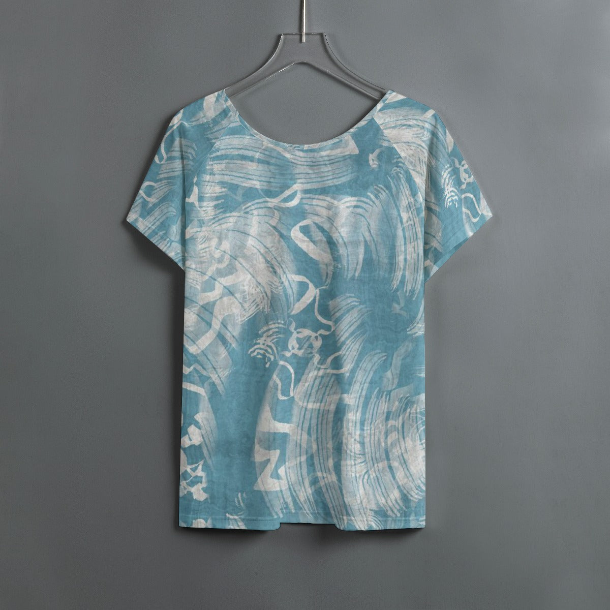 All-Over Print Women's Round Neck T-shirt With Raglan Sleeve