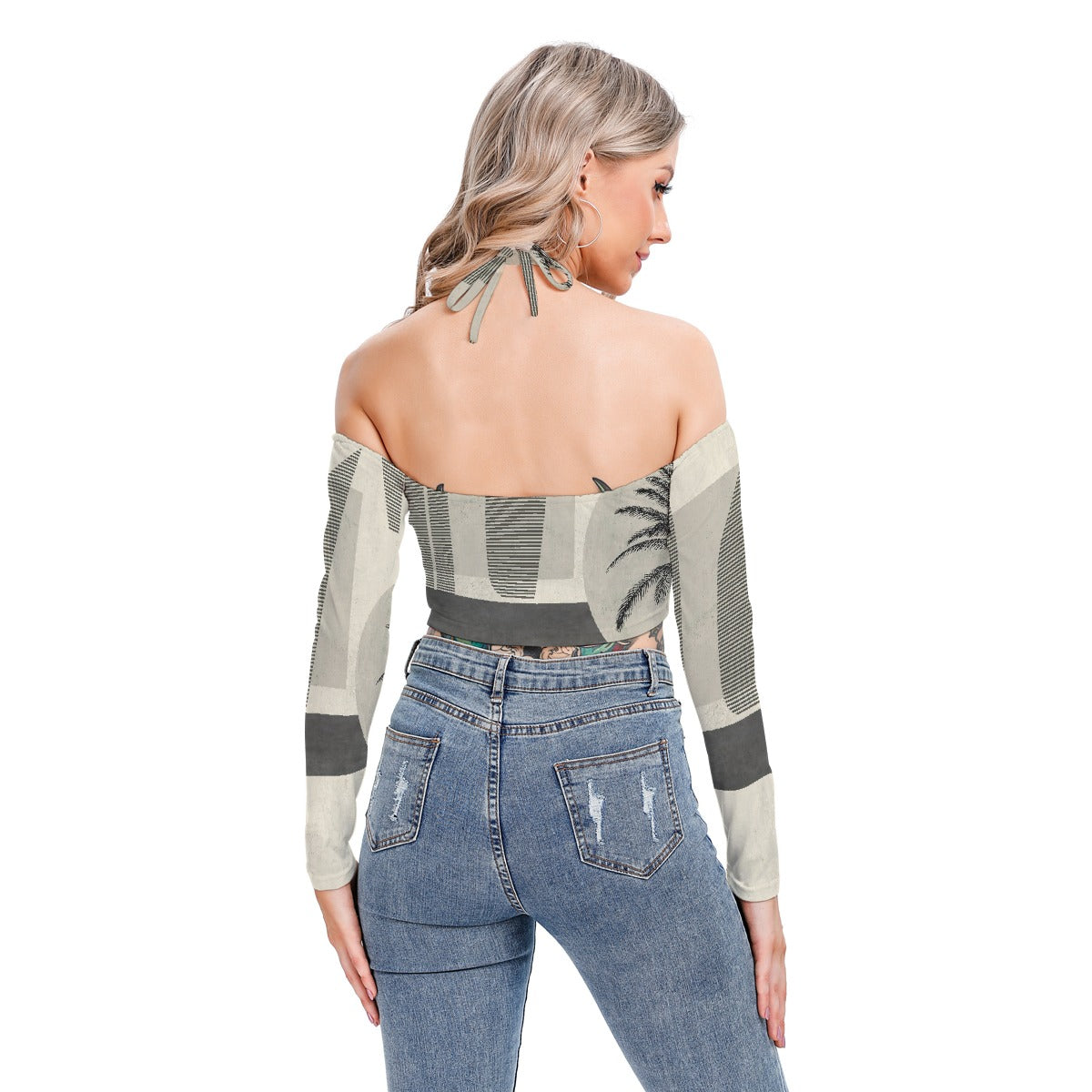 All-Over Print Women's Halter Lace-up Top