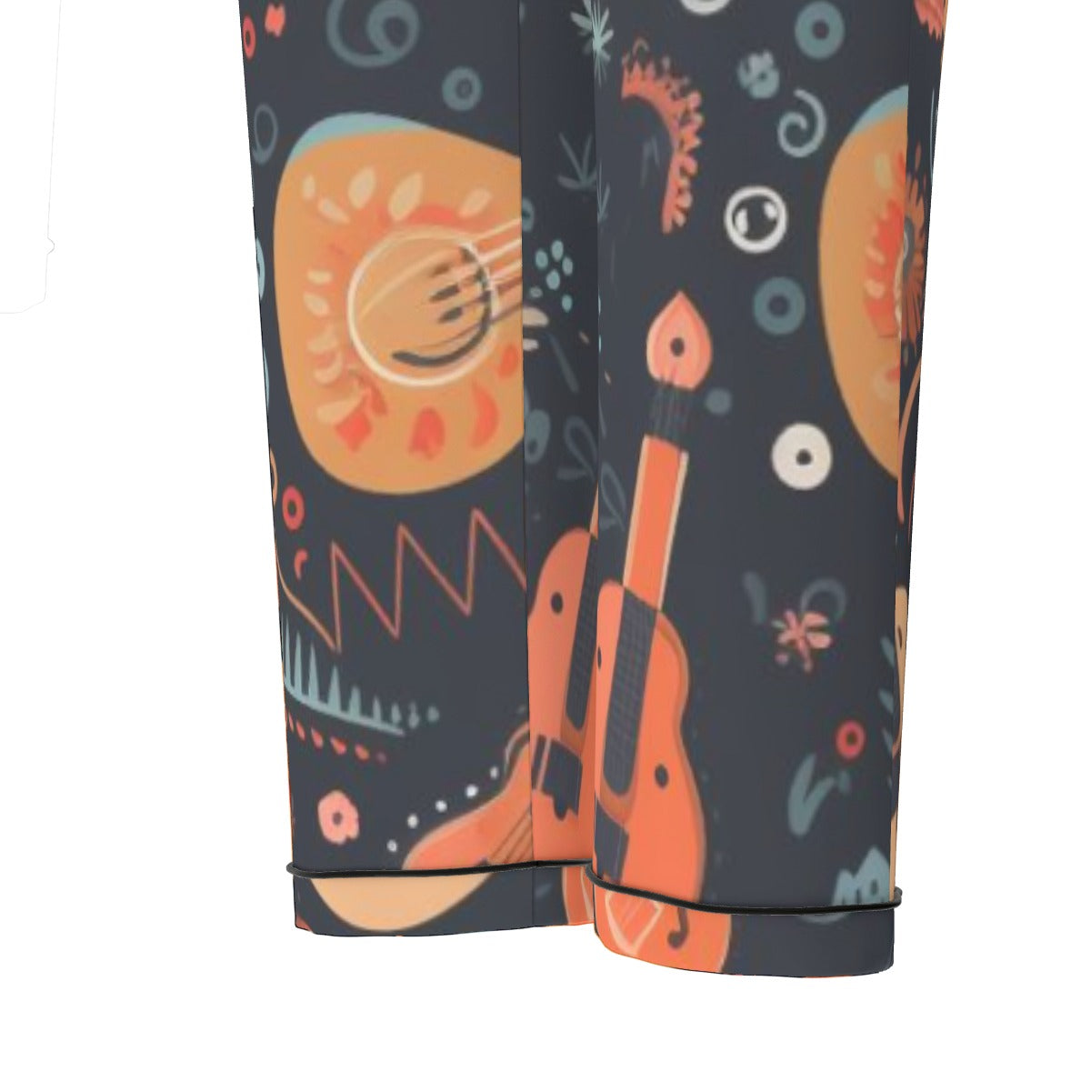 All-Over Print Women's Long Sleeve Pajama Set With Black Contrast Piping