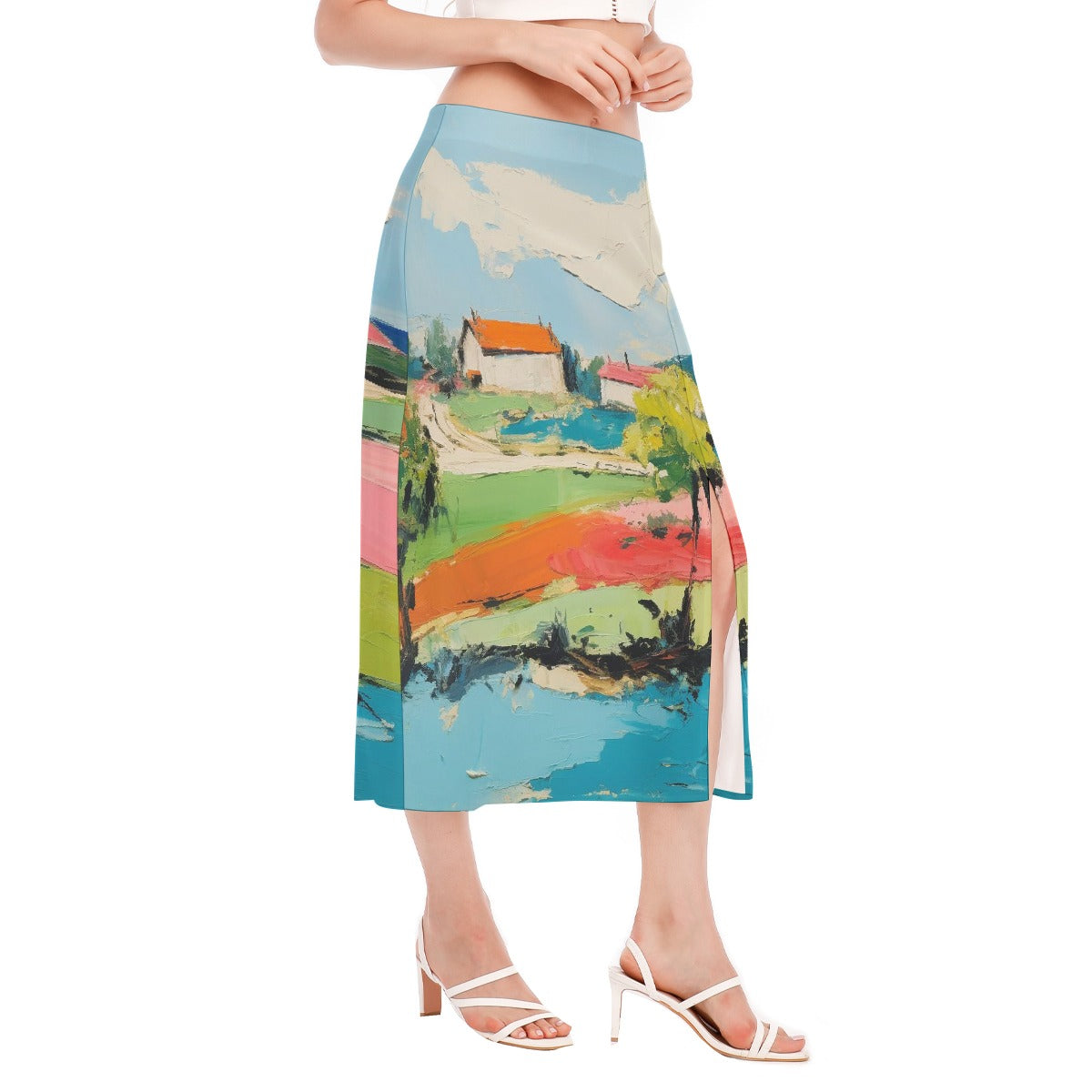 All-Over Print Women's High Slit Long Skirt