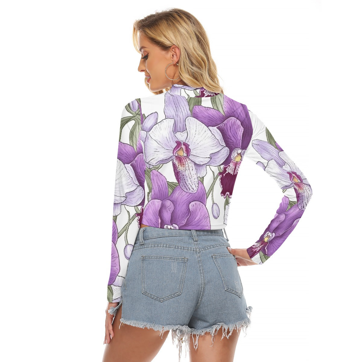 All-Over Print Women's Hollow Chest Keyhole Tight Crop Top