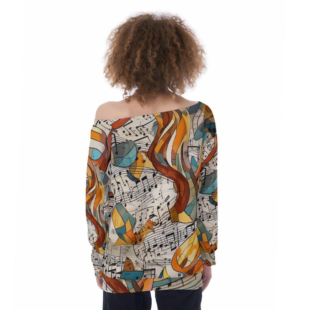 All-Over Print Oversized Women's Off-Shoulder Sweatshirt