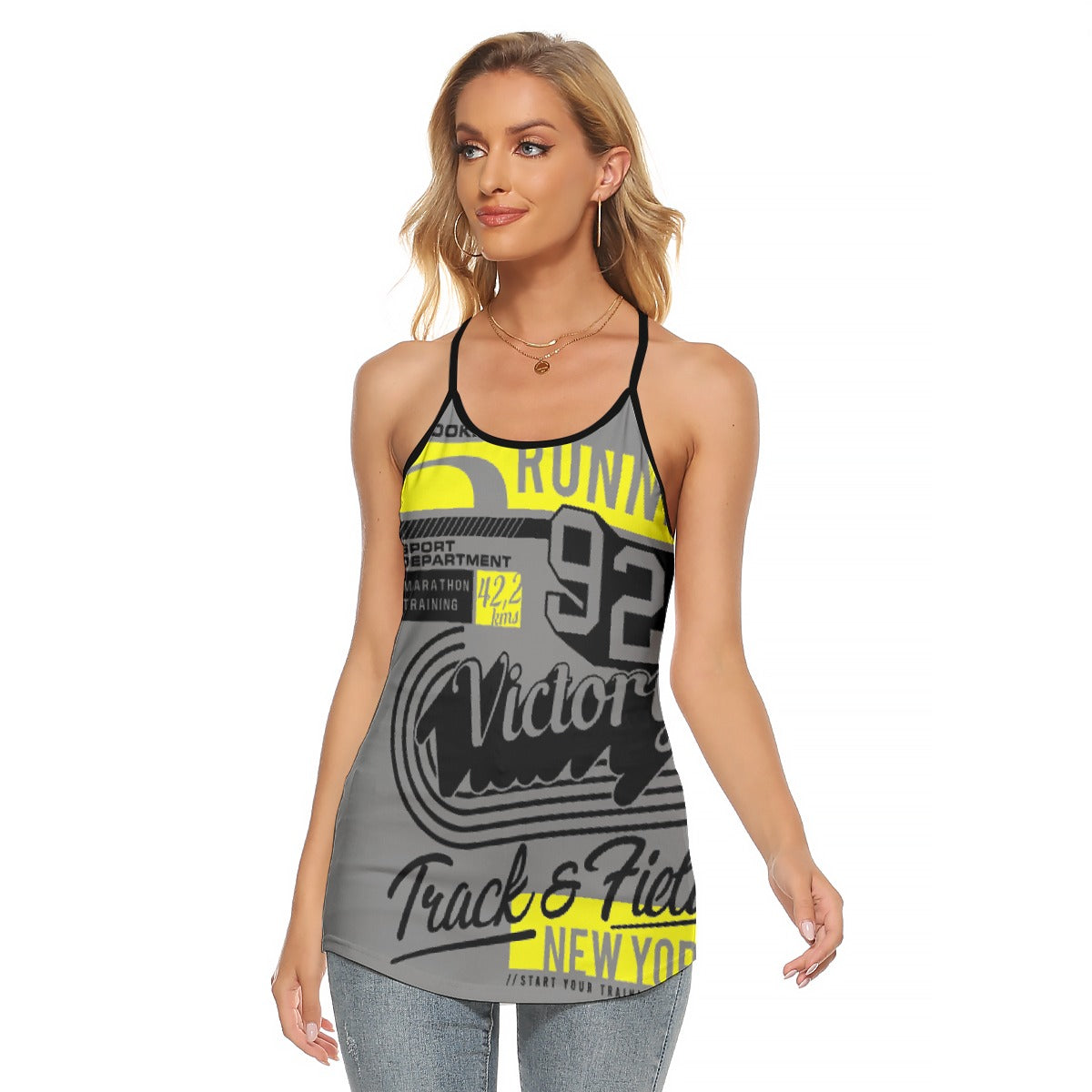 All-Over Print Women's Criss-Cross Open Back Tank Top