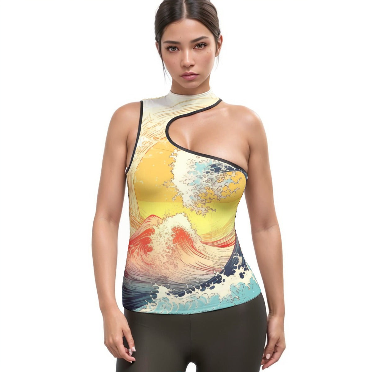 All-Over Print Women's Halter Sleeveless Asymmetrical Tank Top