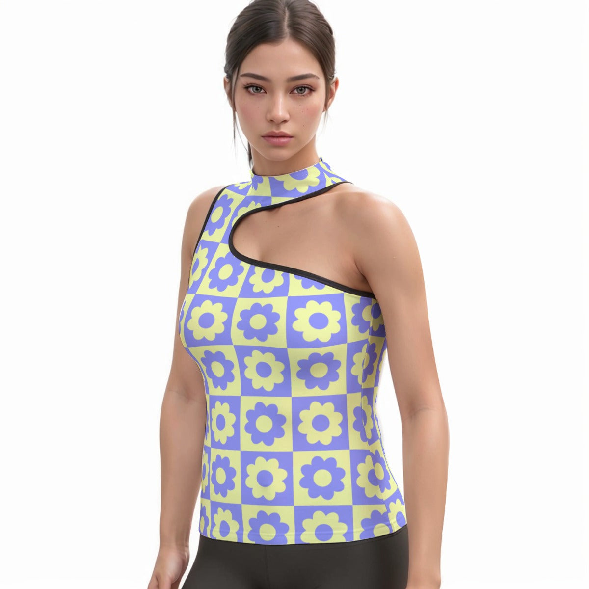 All-Over Print Women's Halter Sleeveless Asymmetrical Tank Top