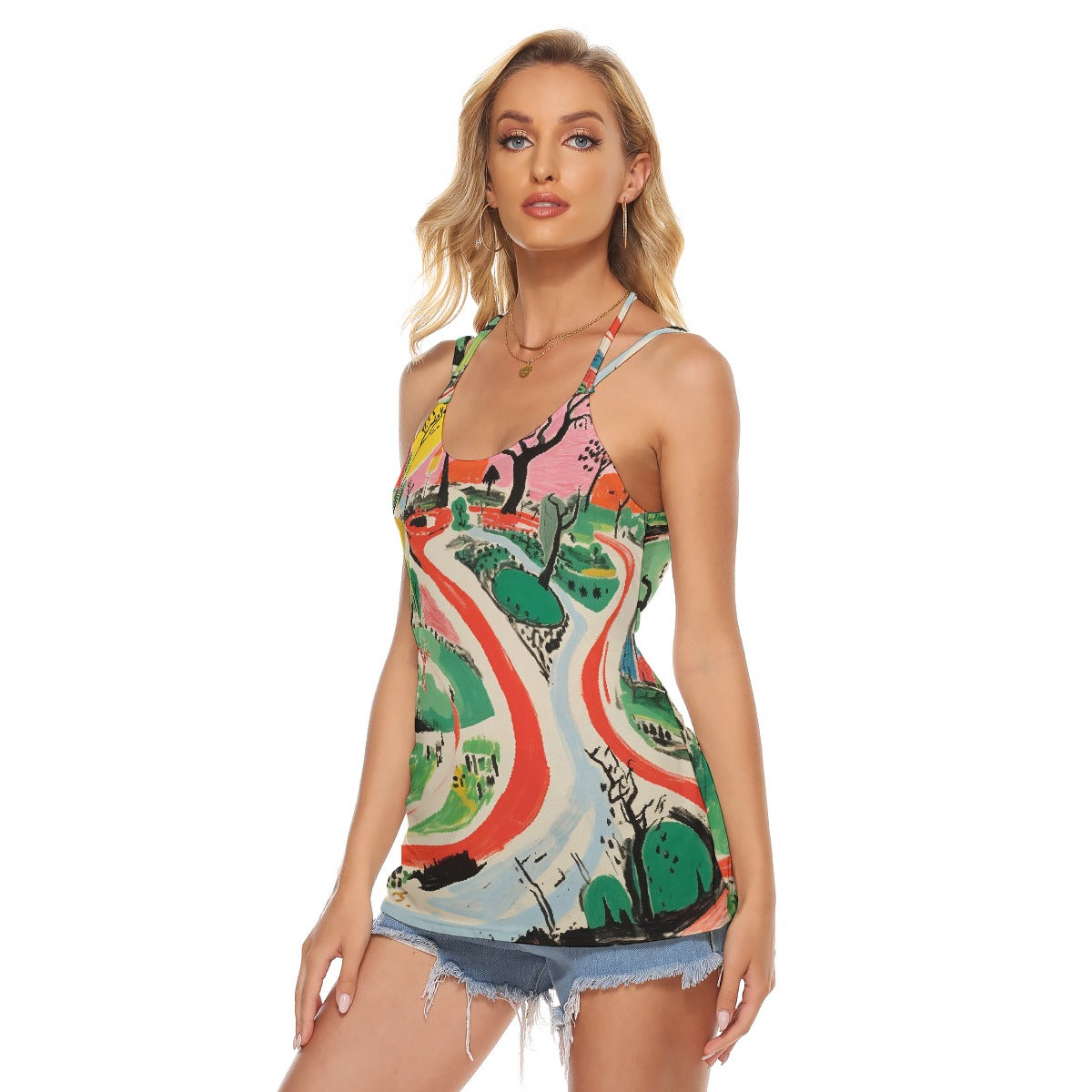 All-Over Print Women's Halter Top With Backless