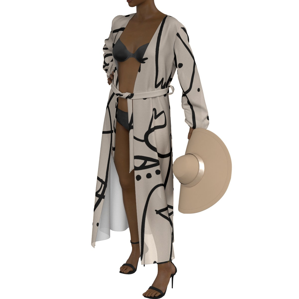 All-Over Print Women's Lace-up Chiffon Robe