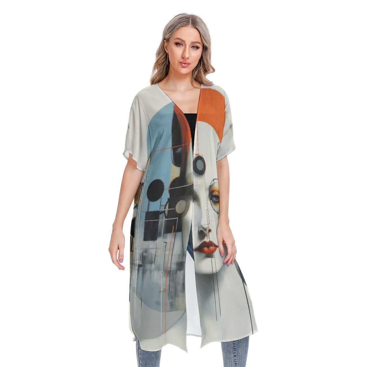 All-Over Print Women's Short Sleeve Cardigan