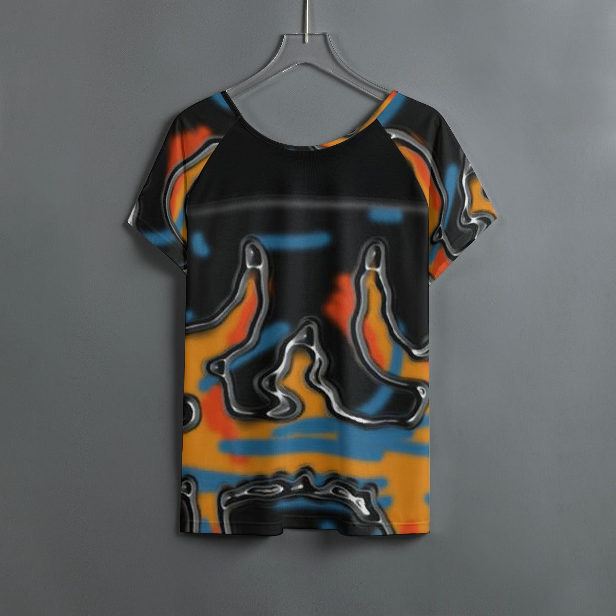 All-Over Print Women's Round Neck T-shirt With Raglan Sleeve