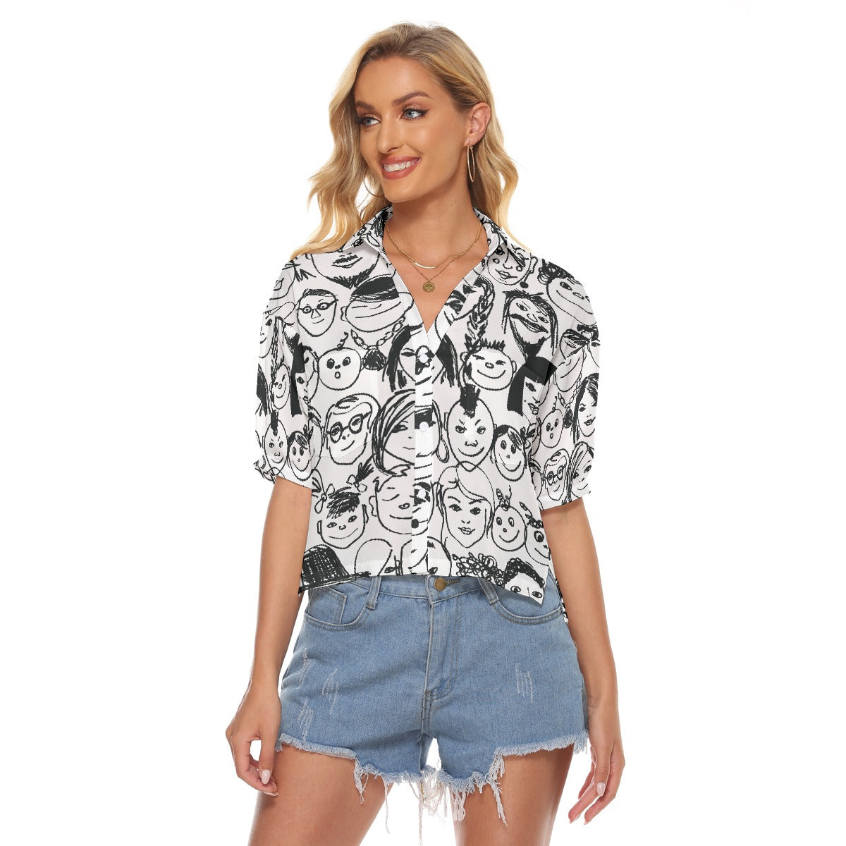All-Over Print Women's V-neck Shirts