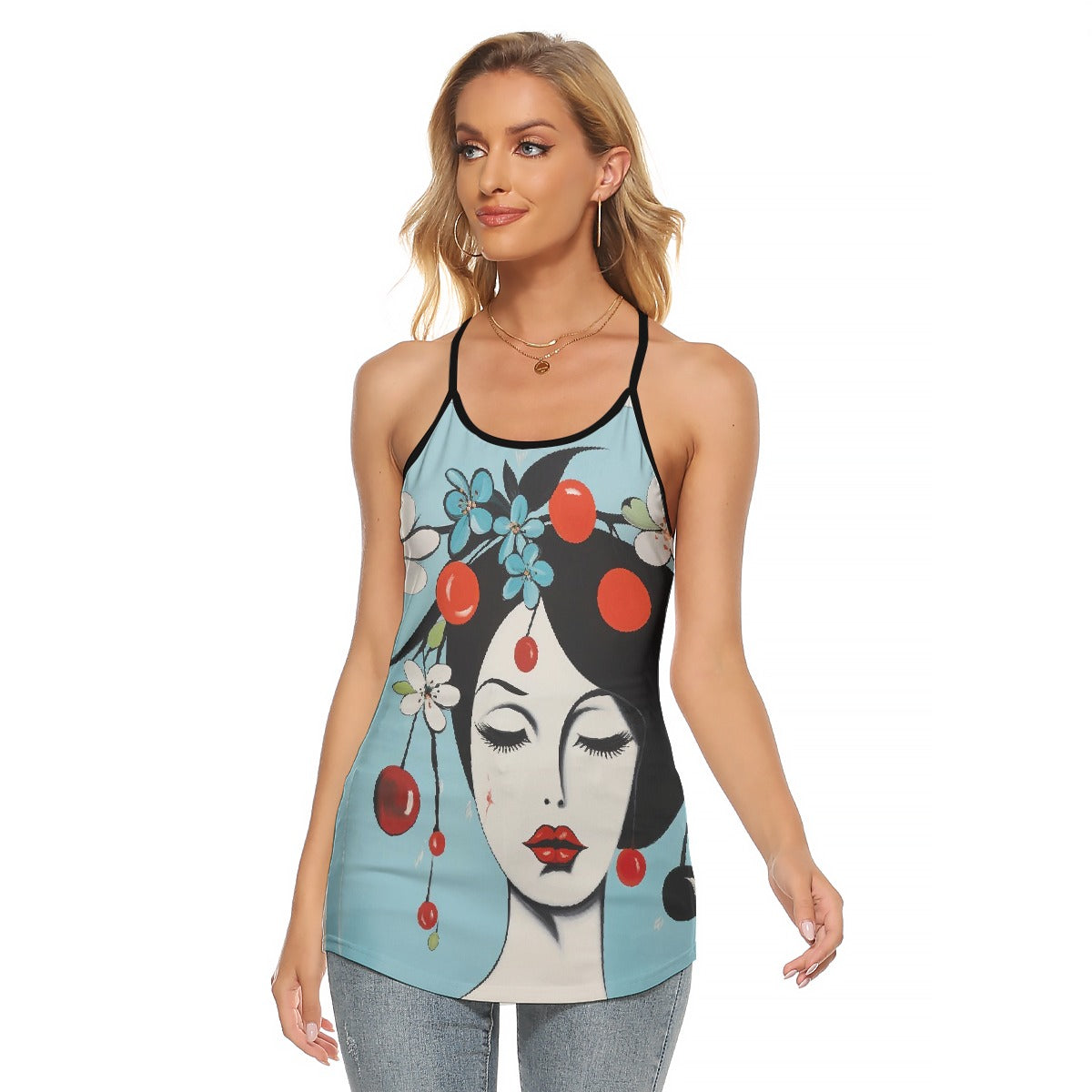All-Over Print Women's Criss-Cross Open Back Tank Top