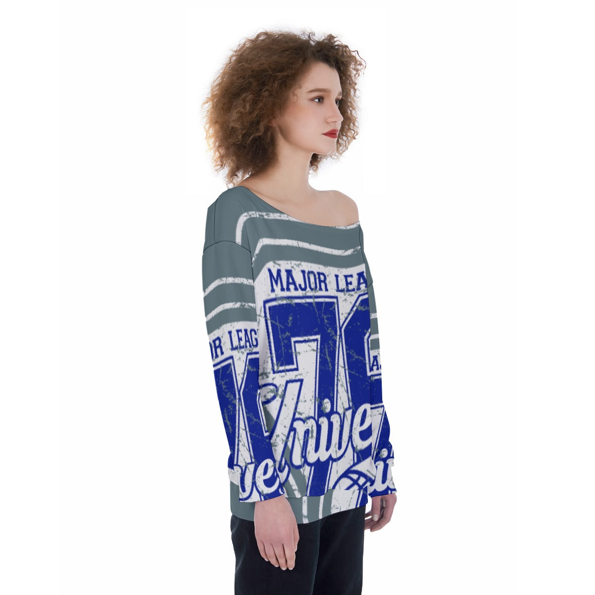 All-Over Print Oversized Women's Off-Shoulder Sweatshirt