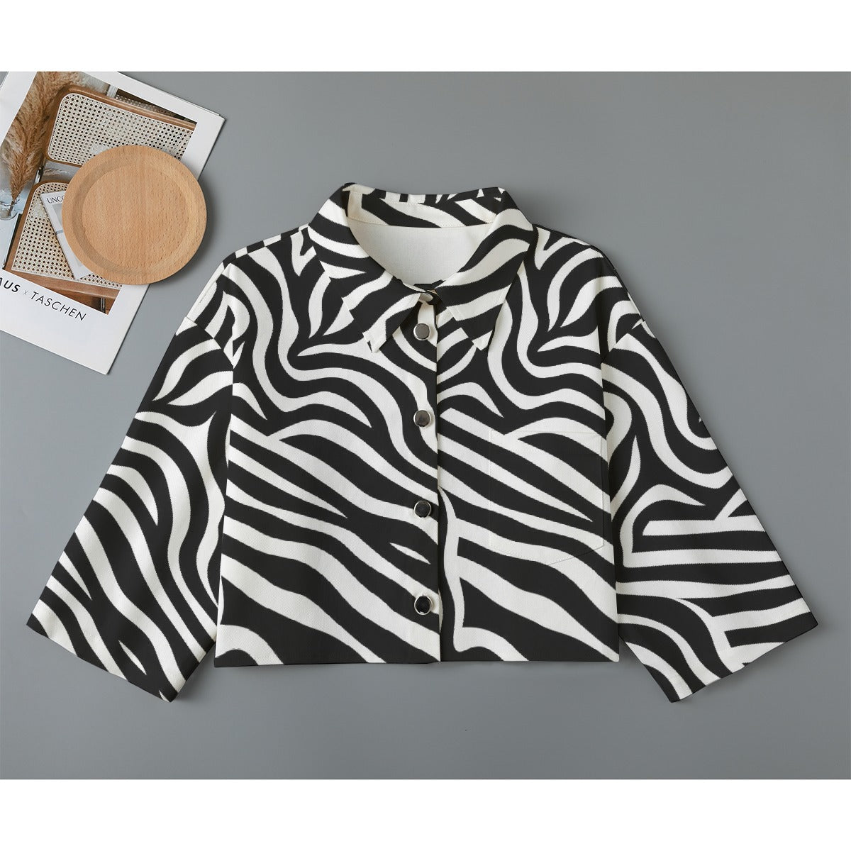 All-Over Print Women's Cropped Jacket | 245GSM Cotton