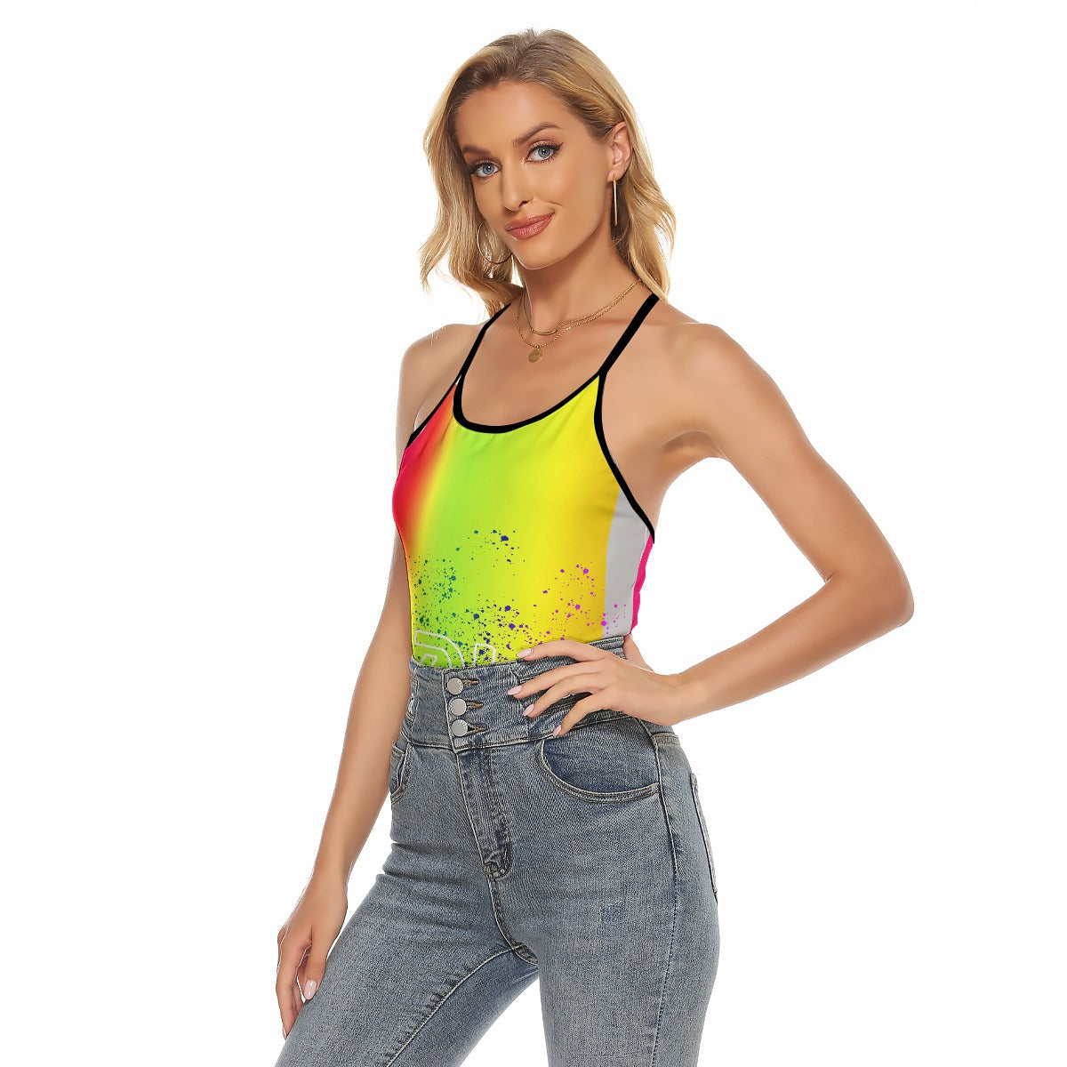 All-Over Print Women's Criss-Cross Open Back Tank Top