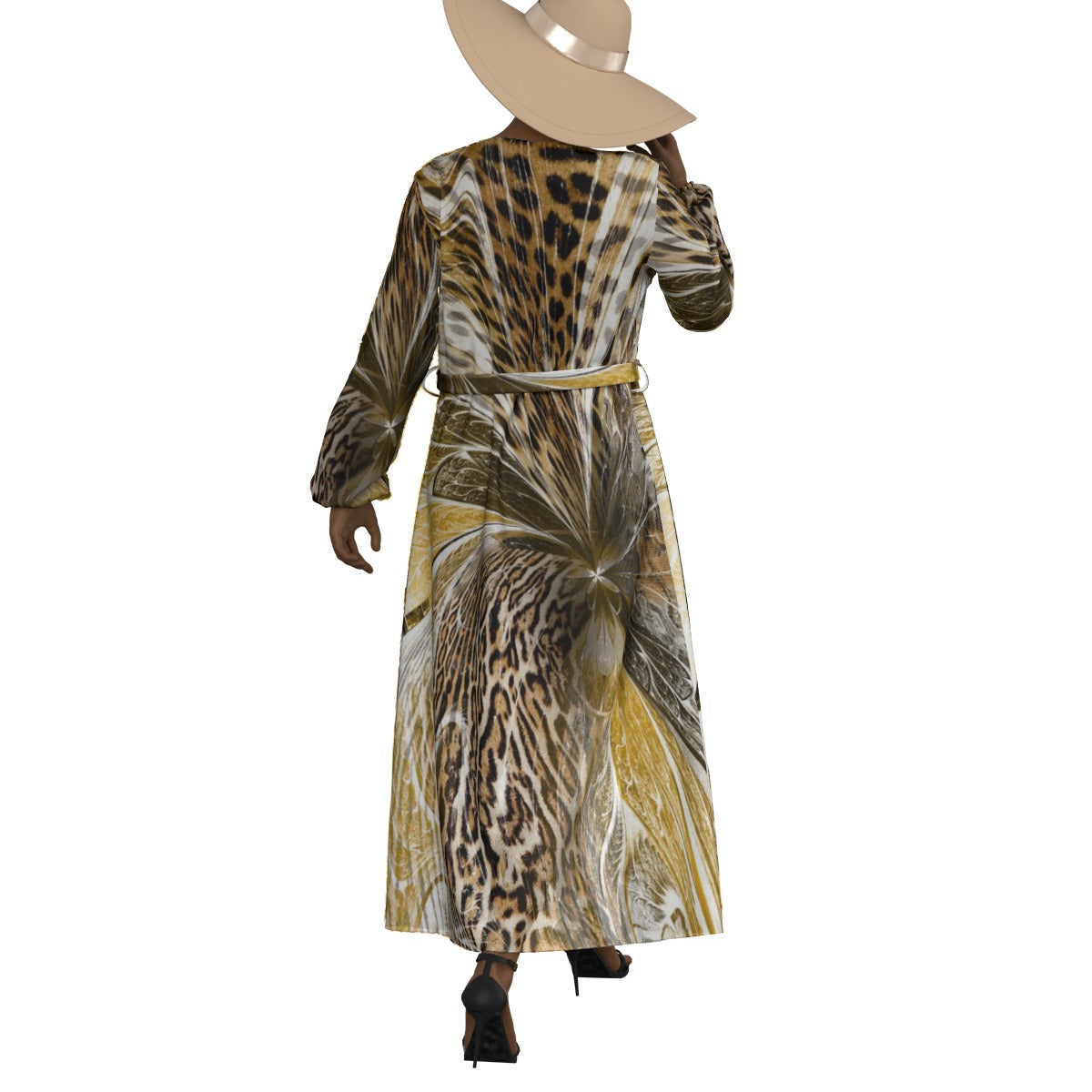 All-Over Print Women's Lace-up Chiffon Robe