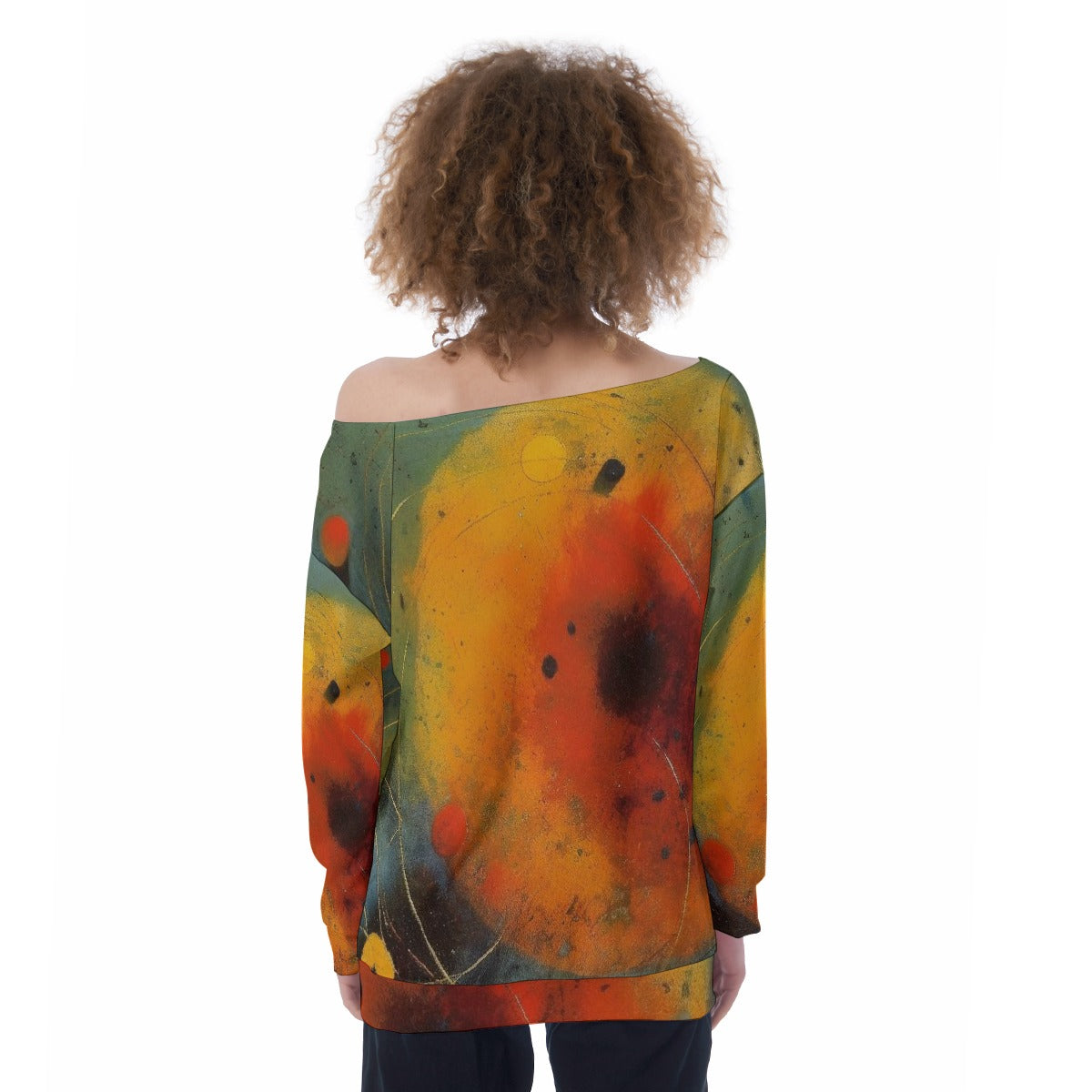 All-Over Print Oversized Women's Off-Shoulder Sweatshirt