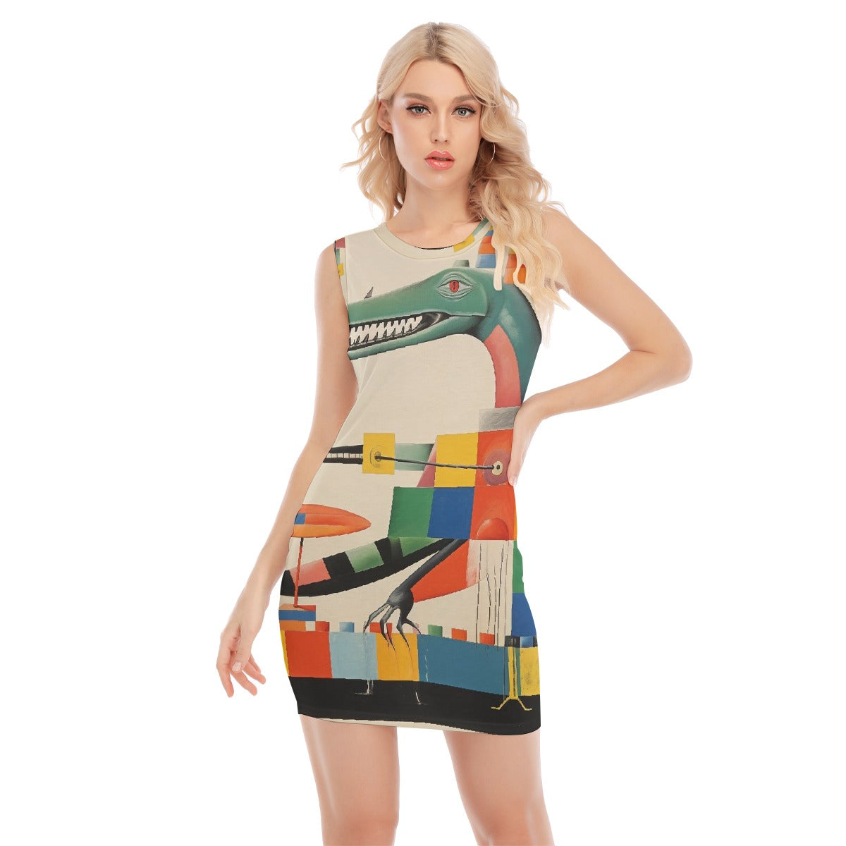 All-Over Print Women's O-neck Sleeveless Hip Skirt