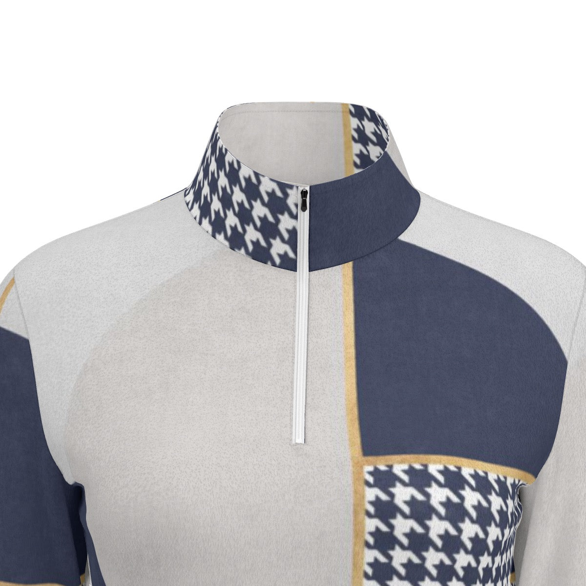 All-Over Print Women's Sports Collar Jersey With Long Sleeve