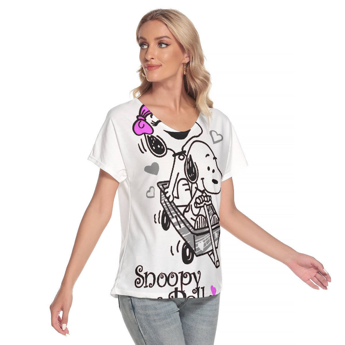 All-Over Print Women's Loose V-neck Short Sleeve T-shirt