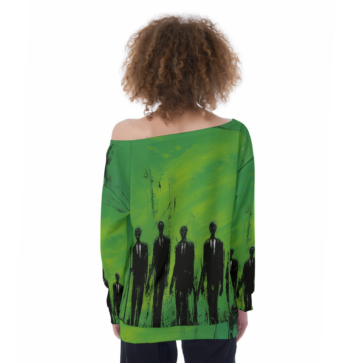 All-Over Print Oversized Women's Off-Shoulder Sweatshirt