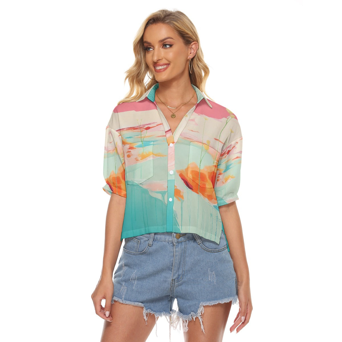 All-Over Print Women's V-neck Shirts
