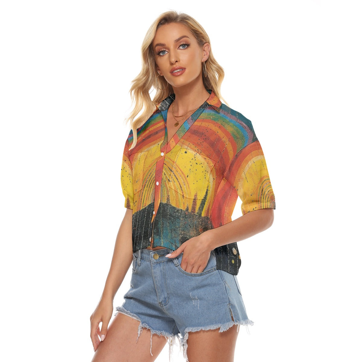 All-Over Print Women's V-neck Shirts