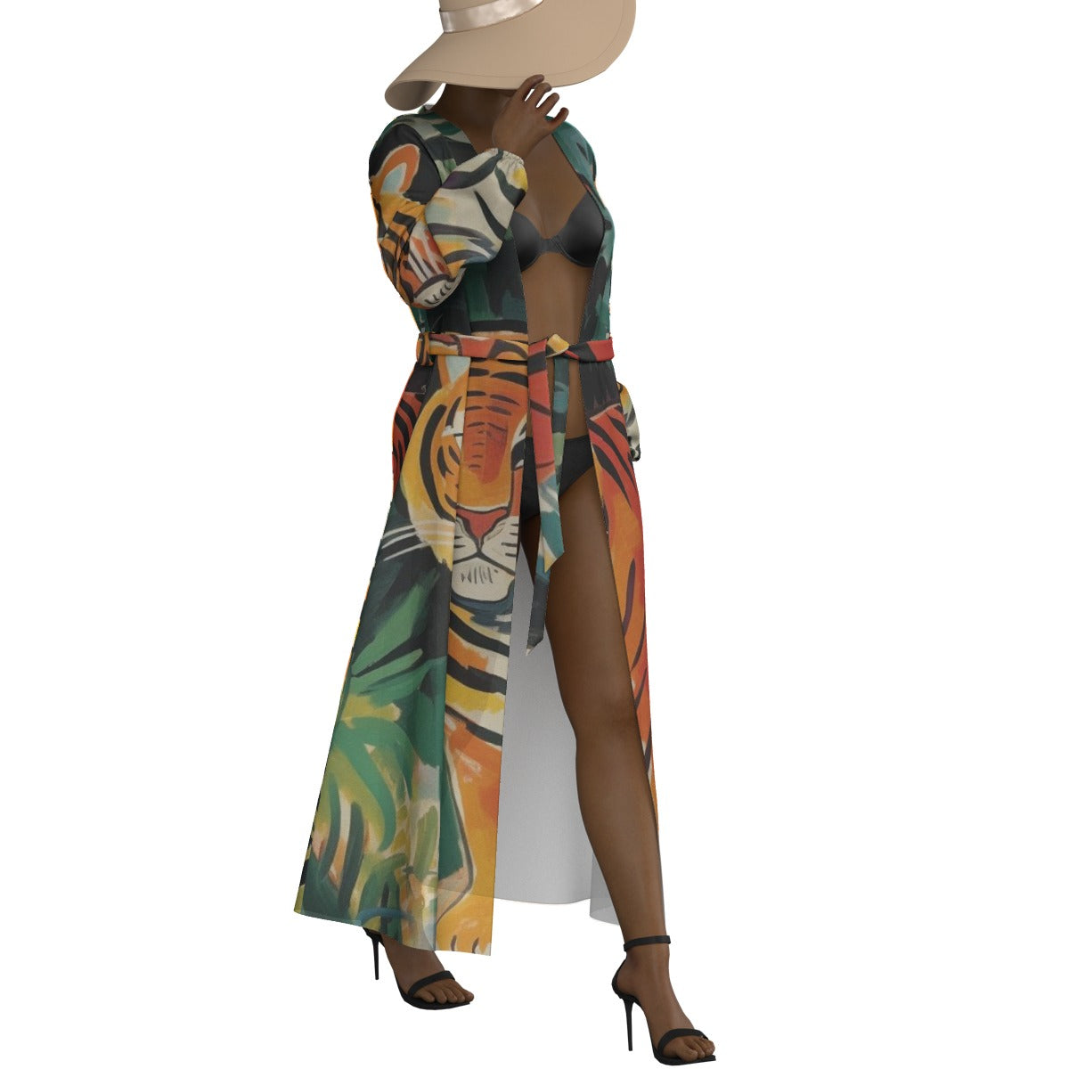 All-Over Print Women's Lace-up Chiffon Robe