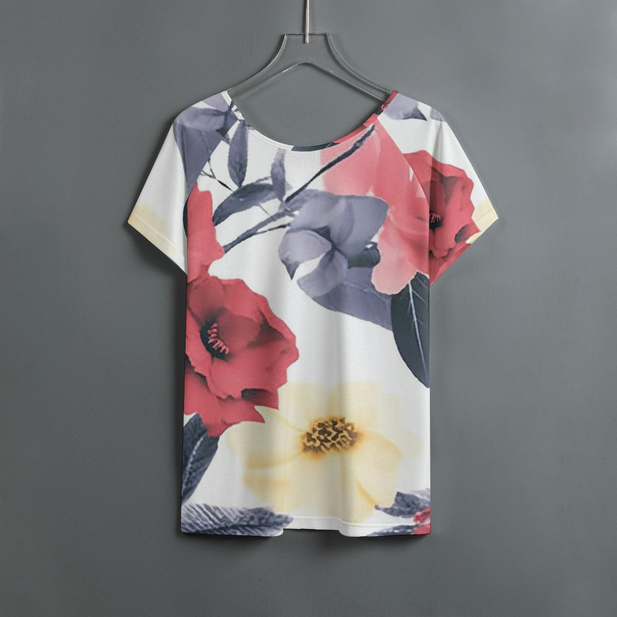 All-Over Print Women's Round Neck T-shirt With Raglan Sleeve