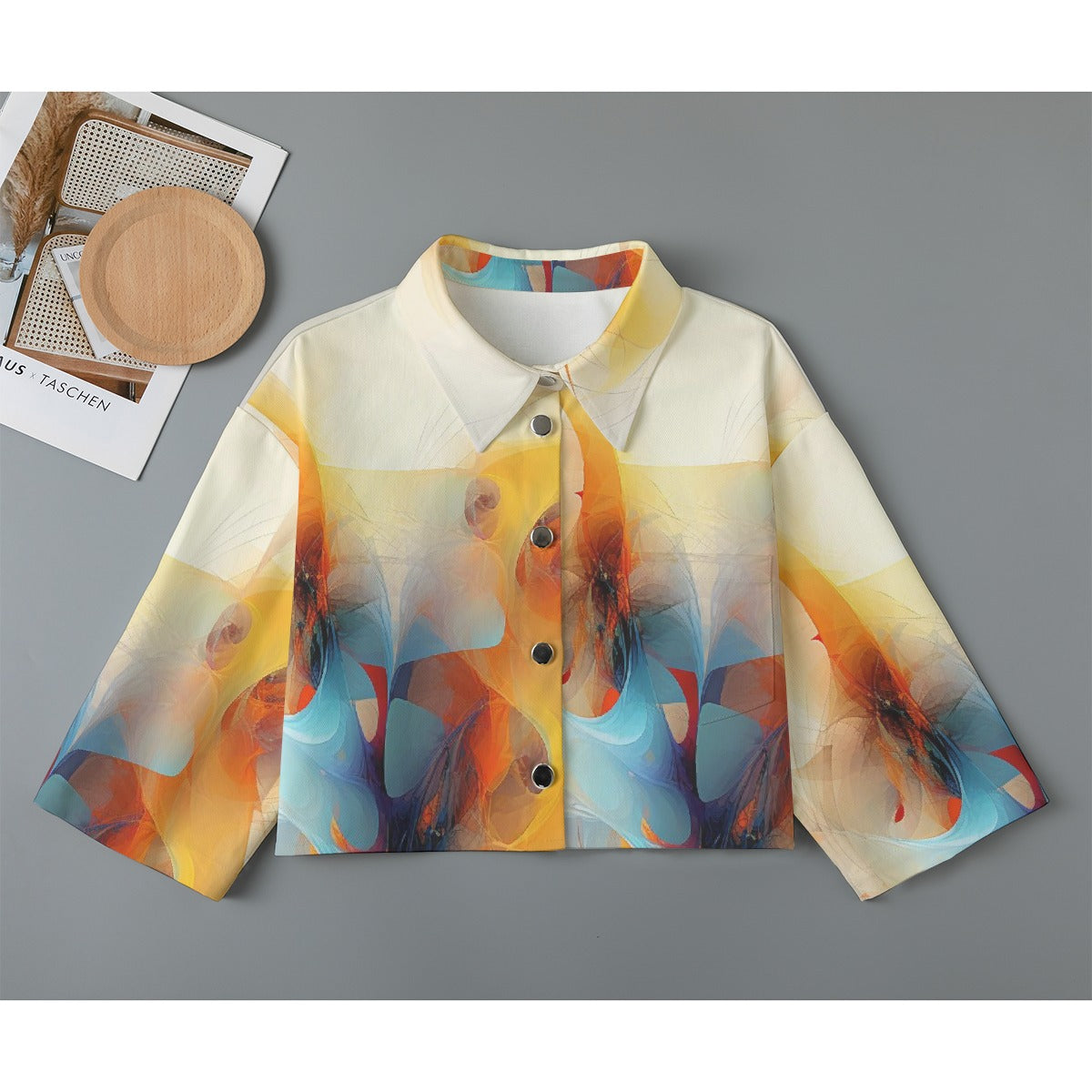 All-Over Print Women's Cropped Jacket | 245GSM Cotton
