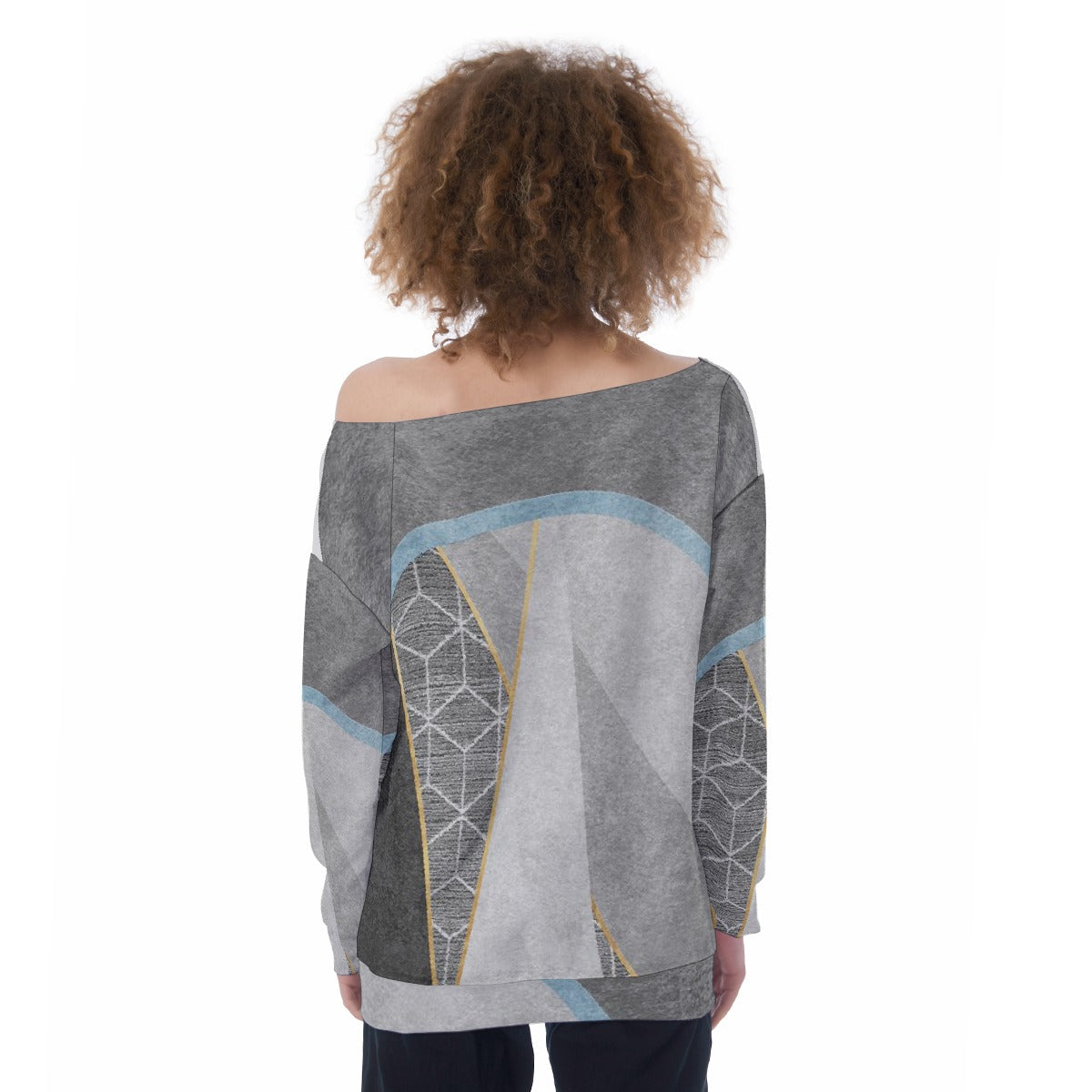 All-Over Print Oversized Women's Off-Shoulder Sweatshirt