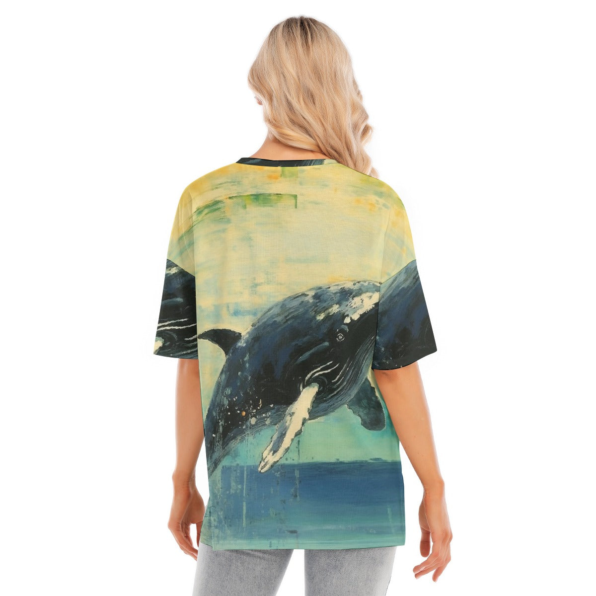 All-Over Print Women's Short Sleeves T-shirt With Hem Split
