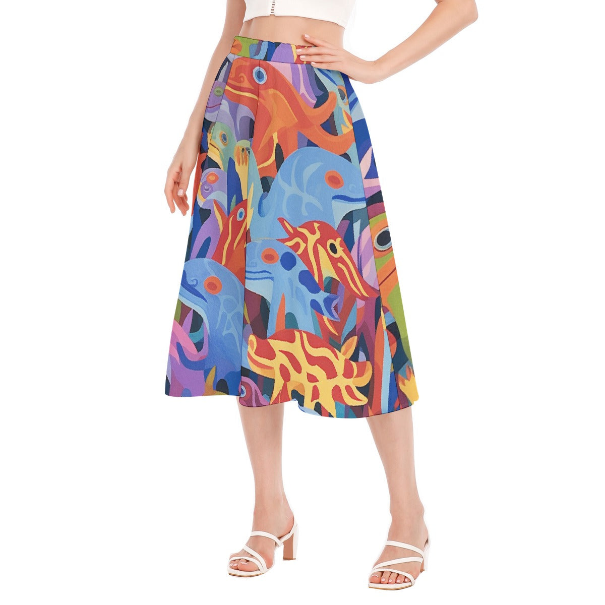 All-Over Print Women's Long Section Chiffon Skirt